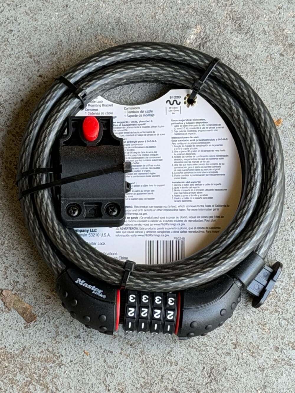 Master Lock 8122D 6ft Set Your Own Combination Cable Lock
